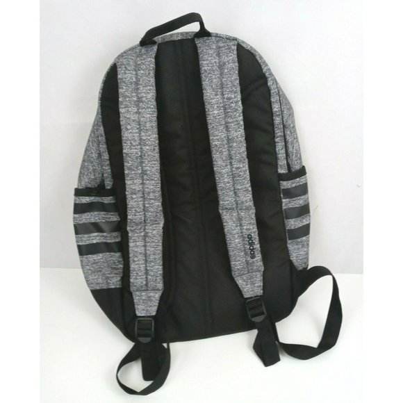 Adidas Core Backpack Classic 3 Stripe Tech Friendly Gray & Black - Picture 2 of 7